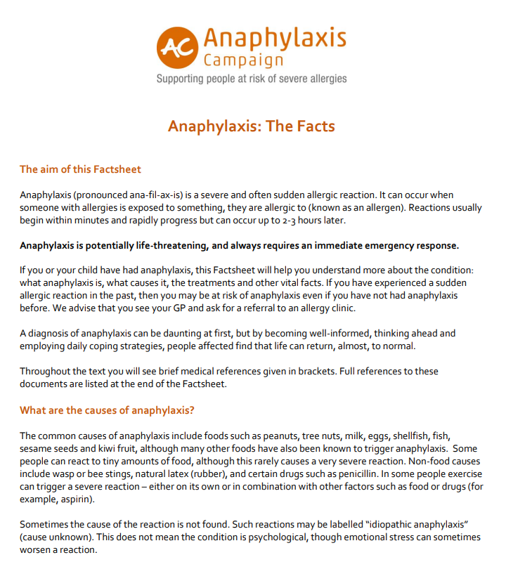 Anaphylaxis - the Facts