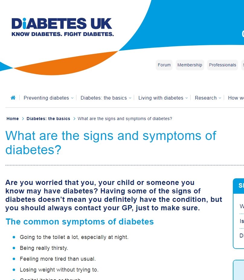 What are the signs and symptoms of Diabetes