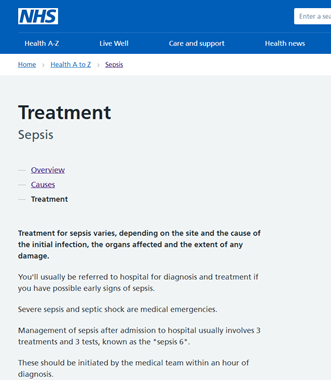 Treatment of Sepsis